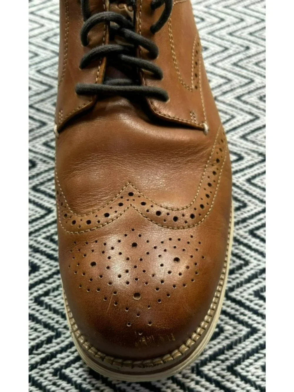 Cole Haan Mens Wingtip Oxford Shoes Brown Size 11M Leather Grand OS Good Conditi